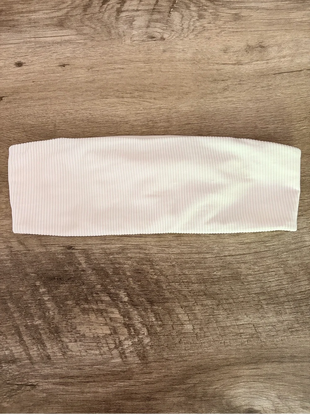 Frankie's Bikinis White Ribbed Bandeau